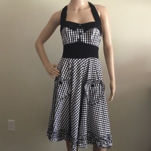 Hell Bunny Mel Gingham 60s Swing Dress Black White